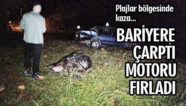 BARİYERE ÇARPTI MOTORU FIRLADI 