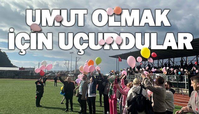 KANSERİ YENEN KADIN İÇİN  BALONLAR UÇURULDU