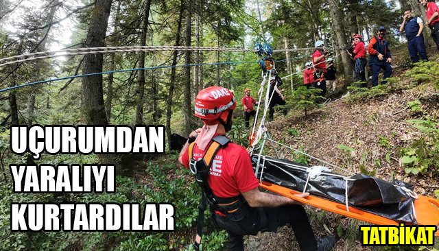 UÇURUMDAN YARALIYI KURTARDILAR