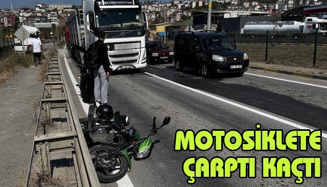 MOTOSİKLETE ÇARPTI KAÇTI