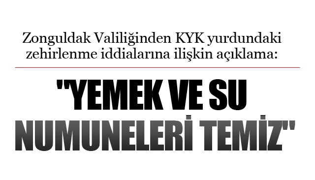 ´´YEMEK VE SU  NUMUNELERİ TEMİZ´´