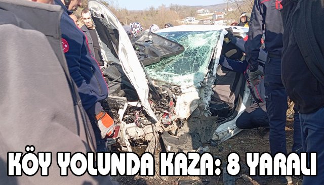 KÖY YOLUNDA KAZA: 8 YARALI