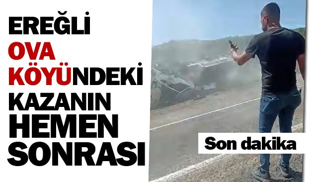 Kamyon devrildi: Yaralıyı çıkarttılar, yanan aküyü söndürdüler