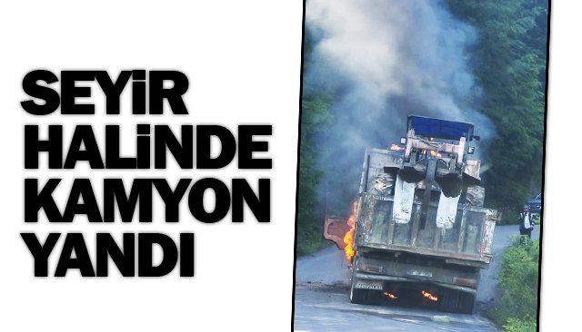 SEYİR HALİNDE KAMYON YANDI