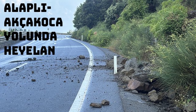 ALAPLI-AKÇAKOCA YOLUNDA HEYELAN 