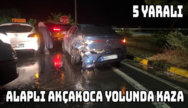 ALAPLI AKÇAKOCA YOLUNDA KAZA;5 YARALI